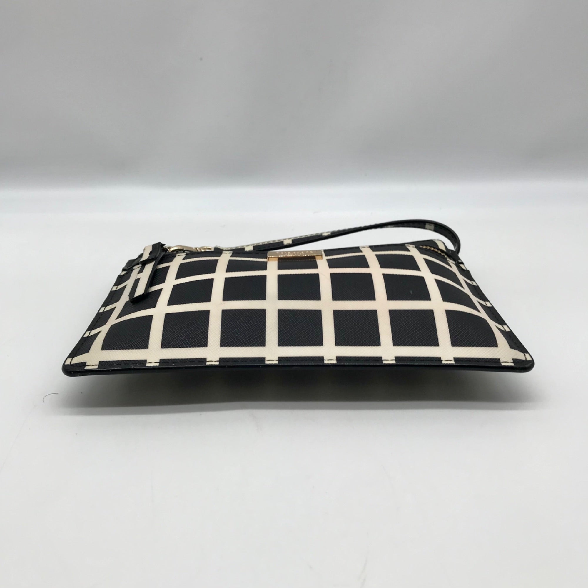 Kate Spade Black And Off-White Leather Laurel Way Tinie Wristlet