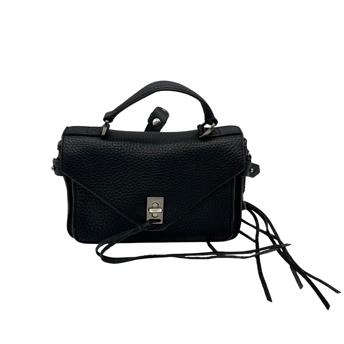 Rebecca Minkoff Black Pebbled Leather Messenger Crossbody Bag
