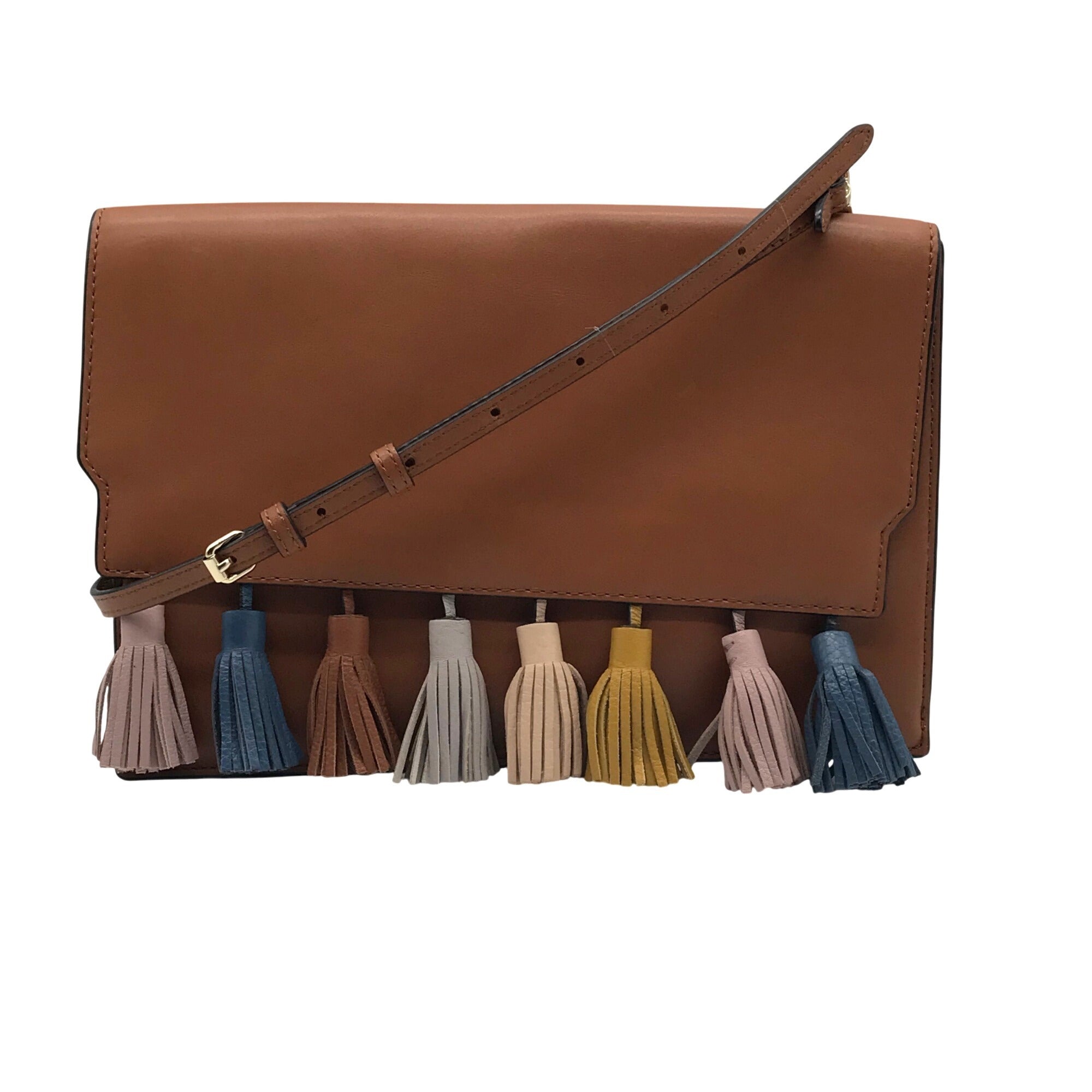Rebecca Minkoff Brown Leather Tassel Convertible Clutch