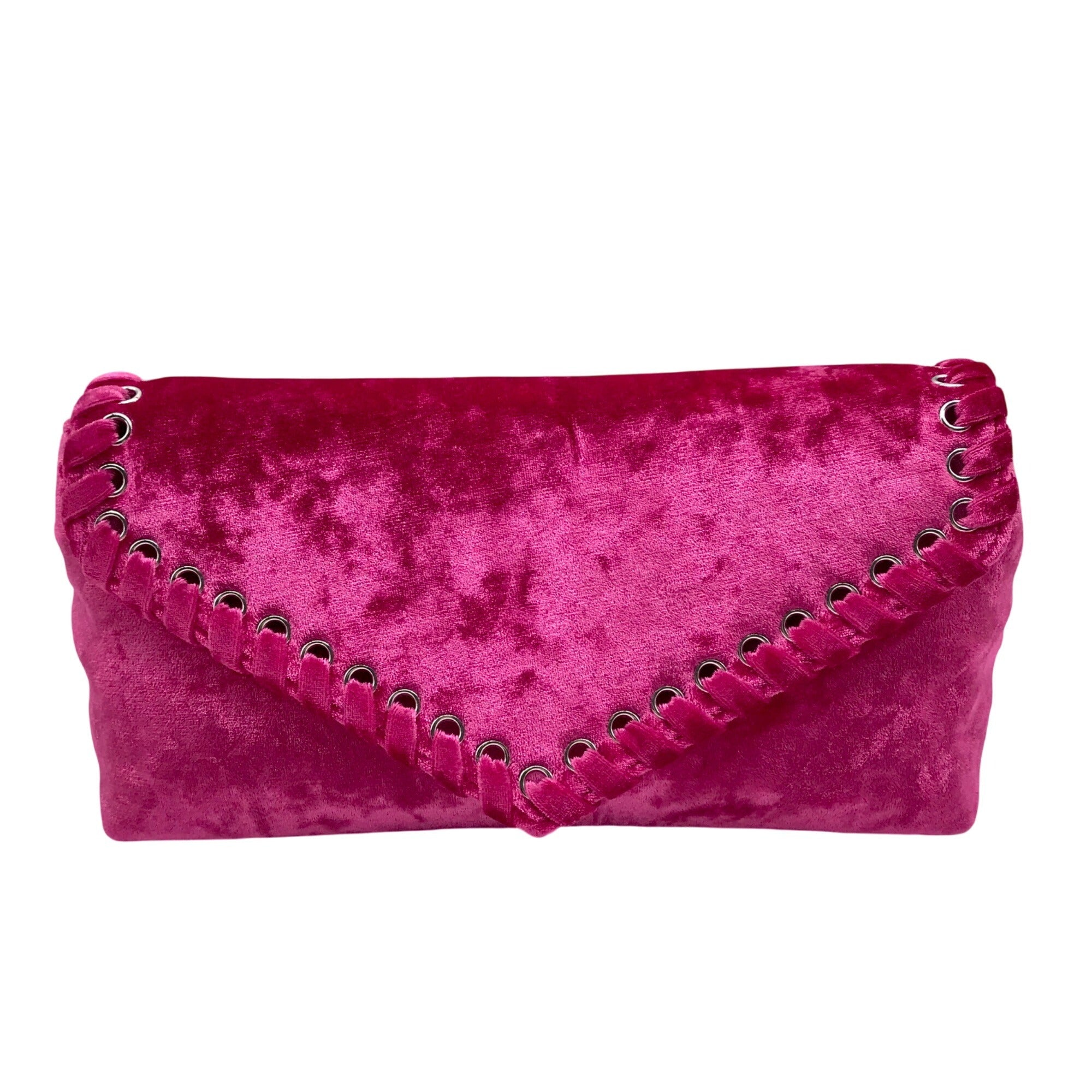 Rebecca Minkoff Pink Velvet Whip Envelope Clutch Bag 