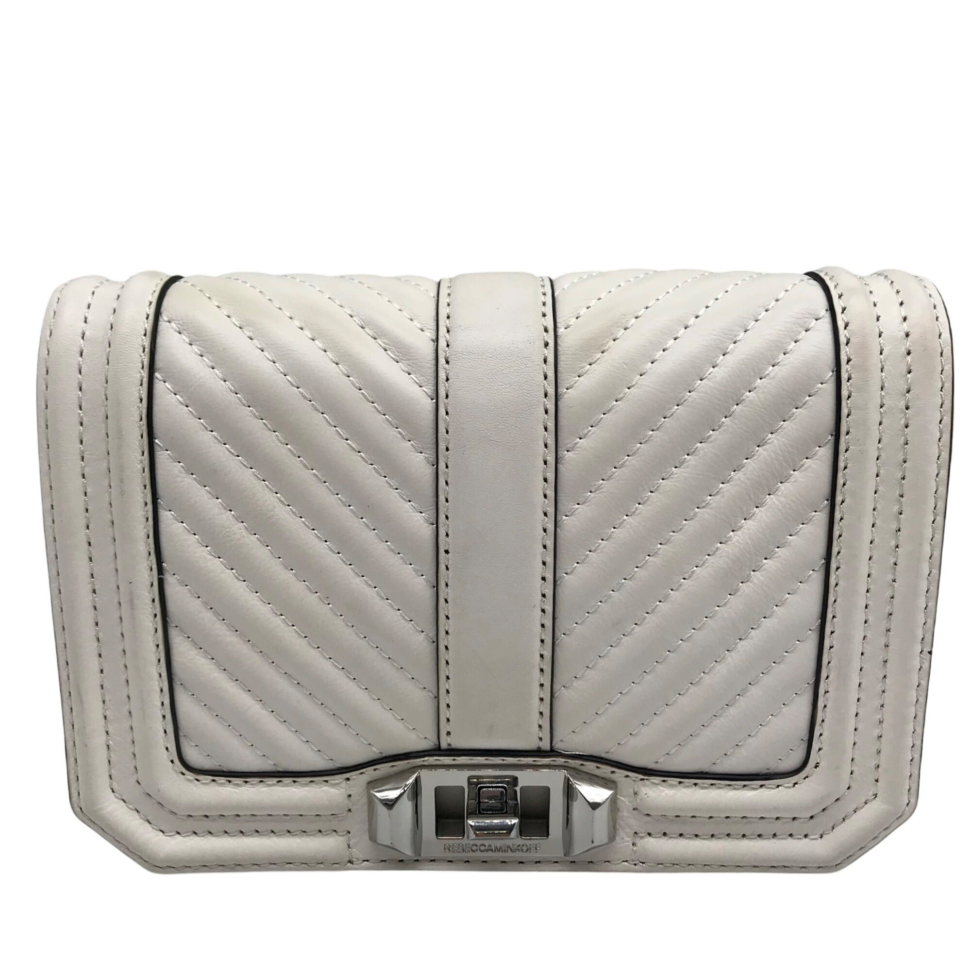 Rebecca Minkoff White Quilted Leather Chevron Love Crossbody 
