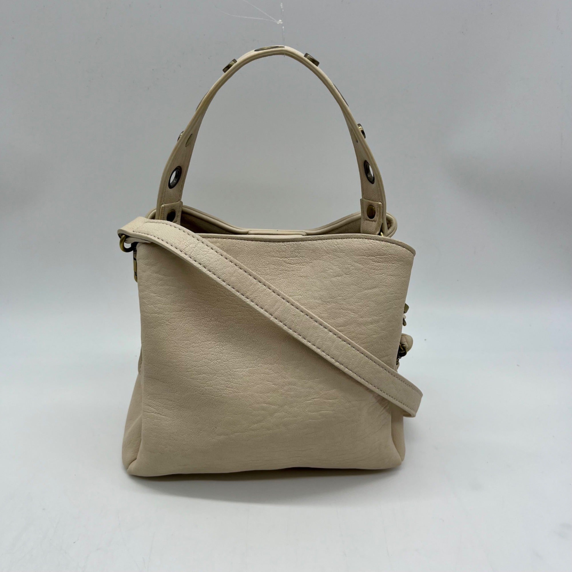 MMs Brands Beige Faux Leather Shoulder Bag