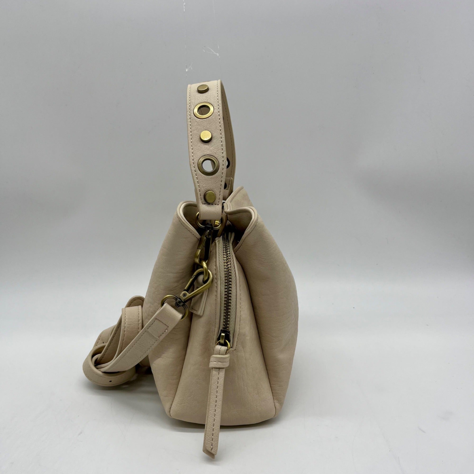 MMs Brands Beige Faux Leather Shoulder Bag