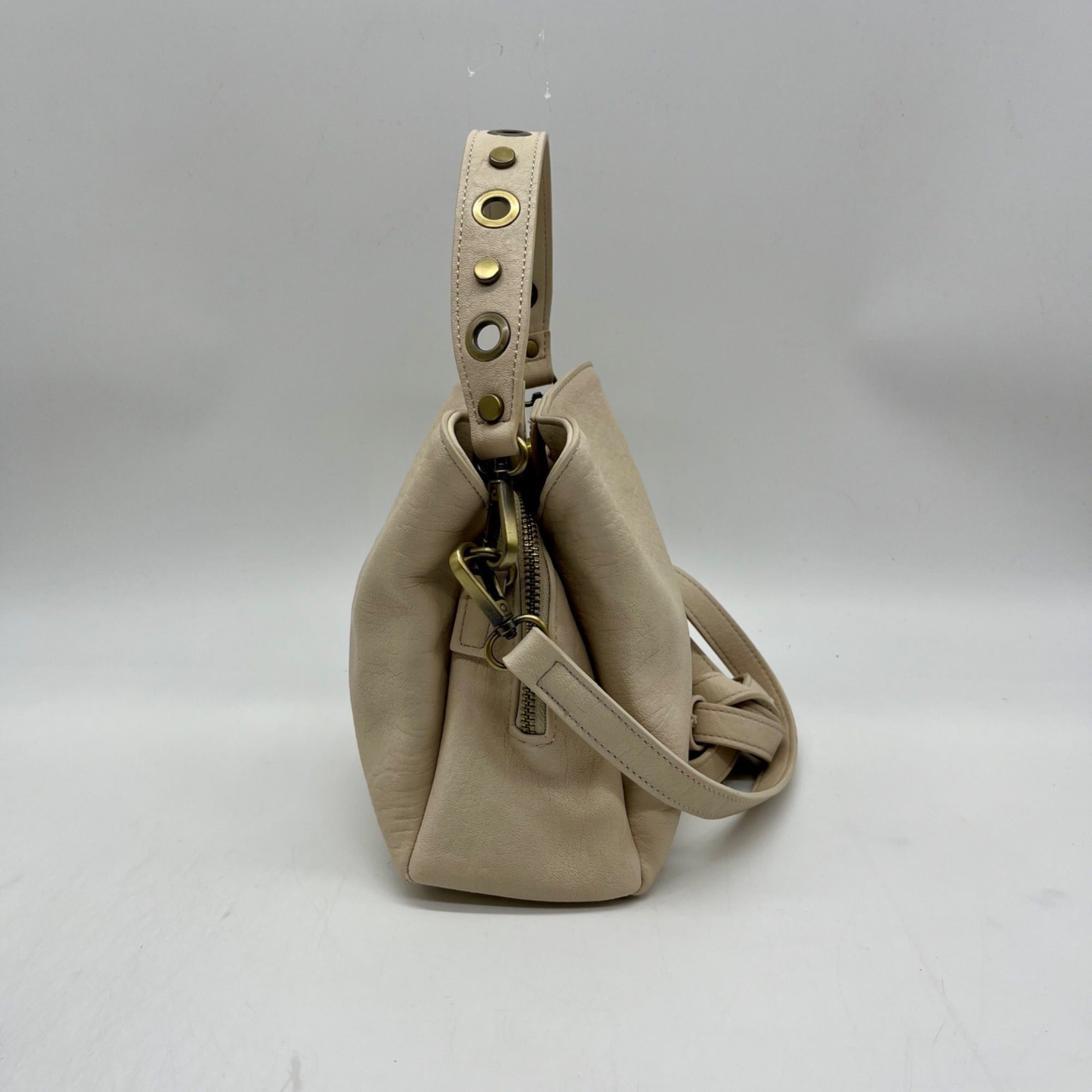 MMs Brands Beige Faux Leather Shoulder Bag