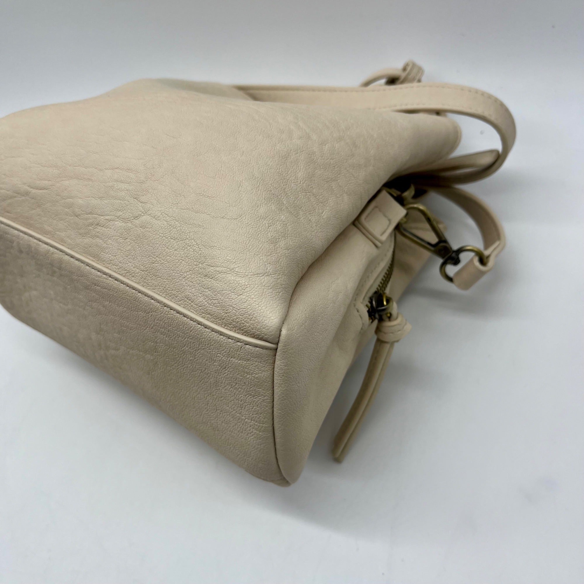 MMs Brands Beige Faux Leather Shoulder Bag