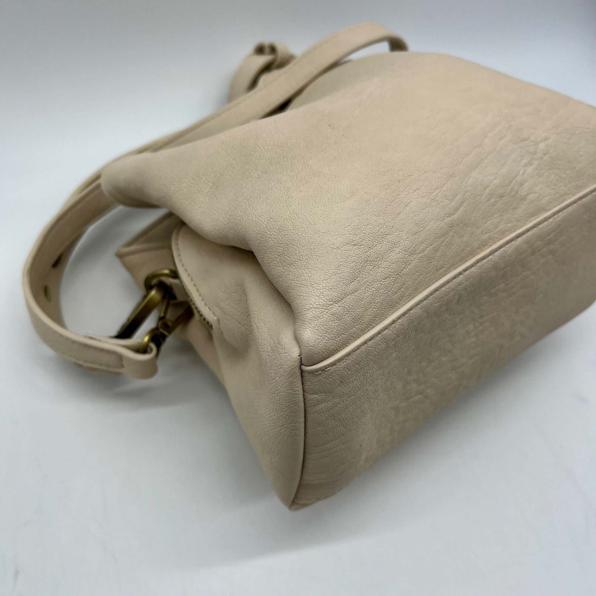 MMs Brands Beige Faux Leather Shoulder Bag