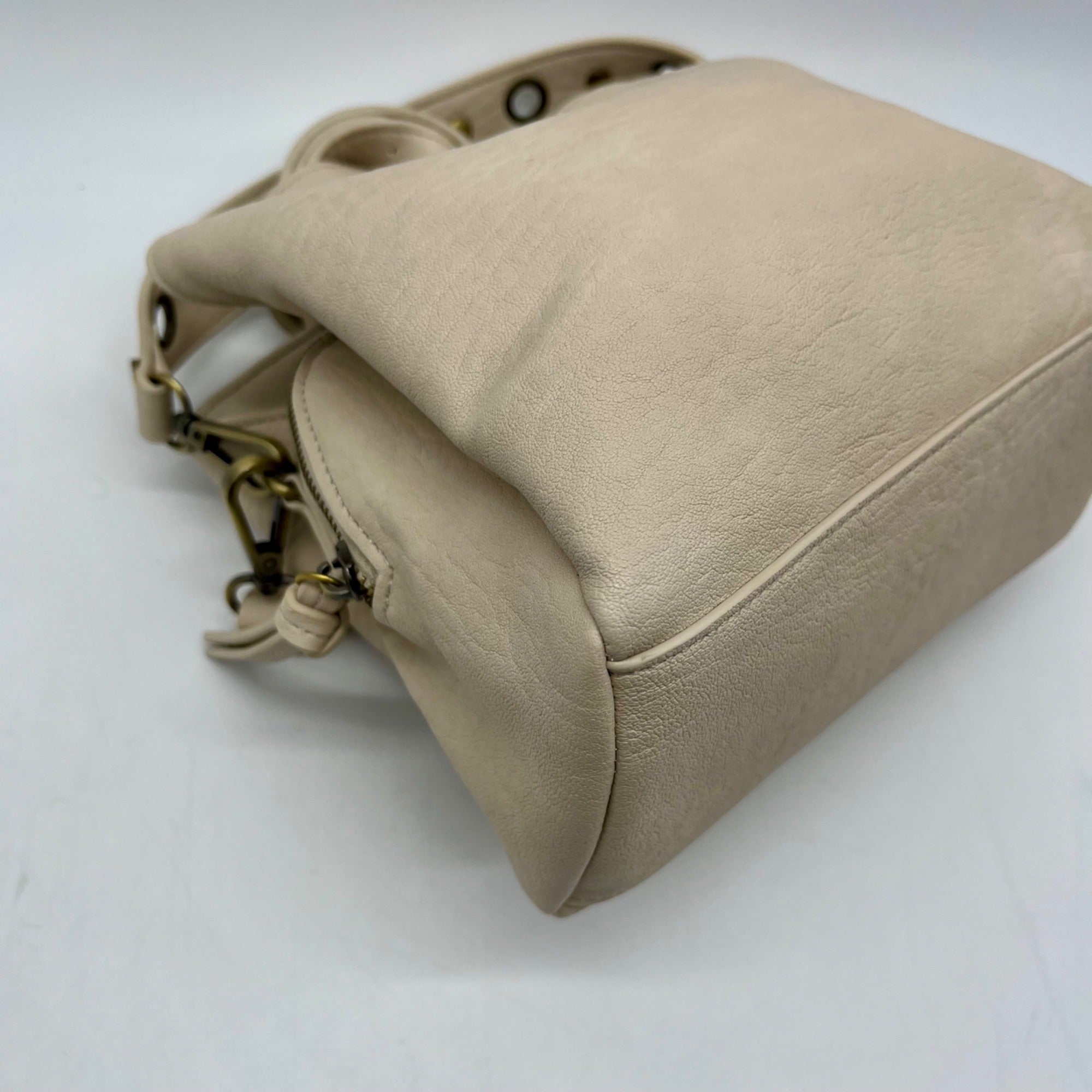 MMs Brands Beige Faux Leather Shoulder Bag