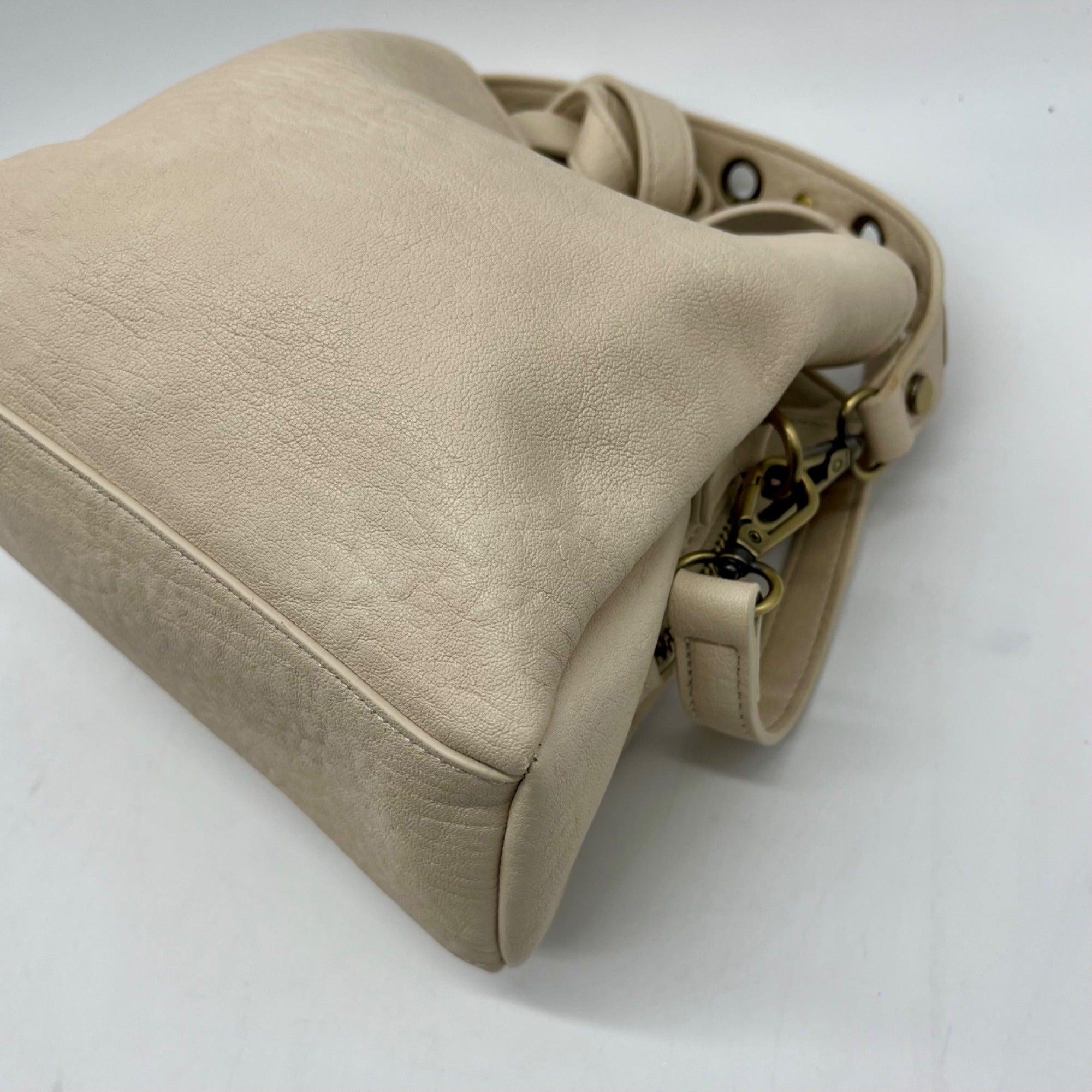 MMs Brands Beige Faux Leather Shoulder Bag