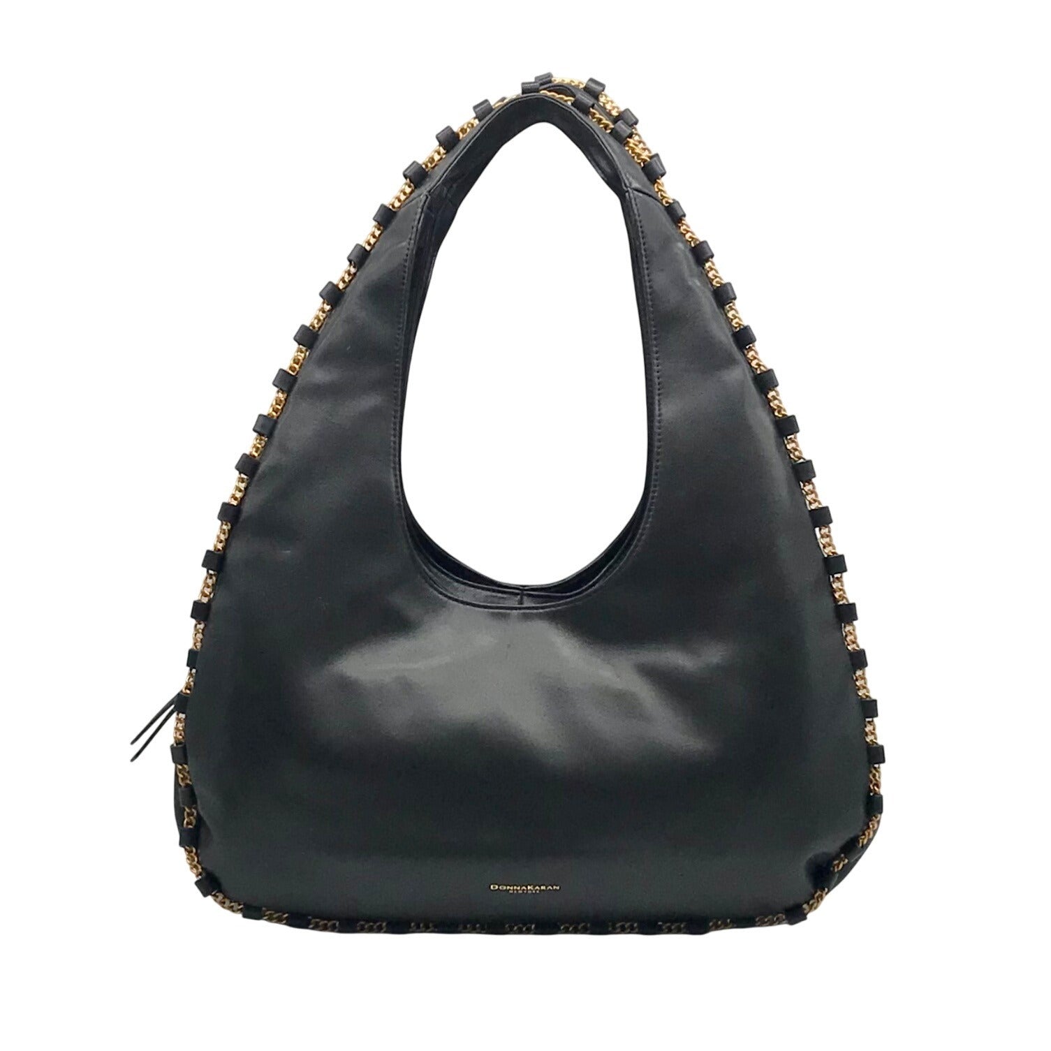 Donna Karan Black Leather Batiste Triple Compartment Shoulder Bag 