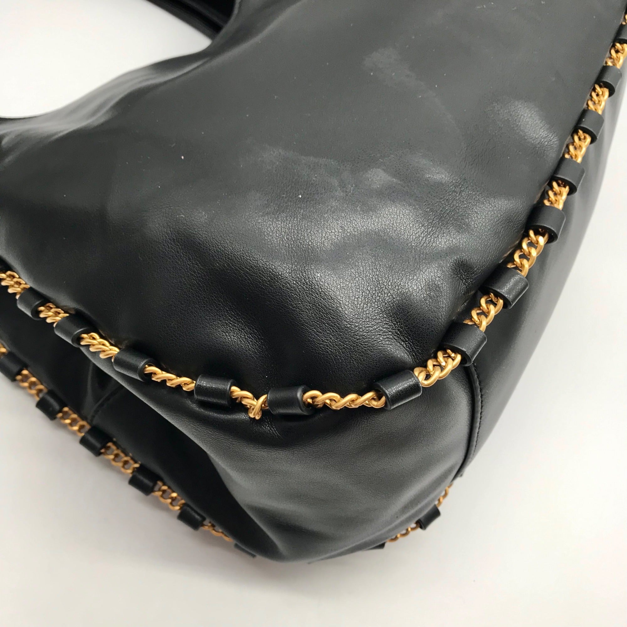Donna Karan Black Leather Batiste Triple Compartment Shoulder Bag