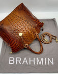 Brahmin Pecan Melbourne Croc Embossed Duxbury Domed Satchel