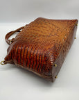 Brahmin Pecan Melbourne Croc Embossed Duxbury Domed Satchel