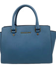 Michael Kors Blue Saffiano Leather Selma Crossbody Satchel