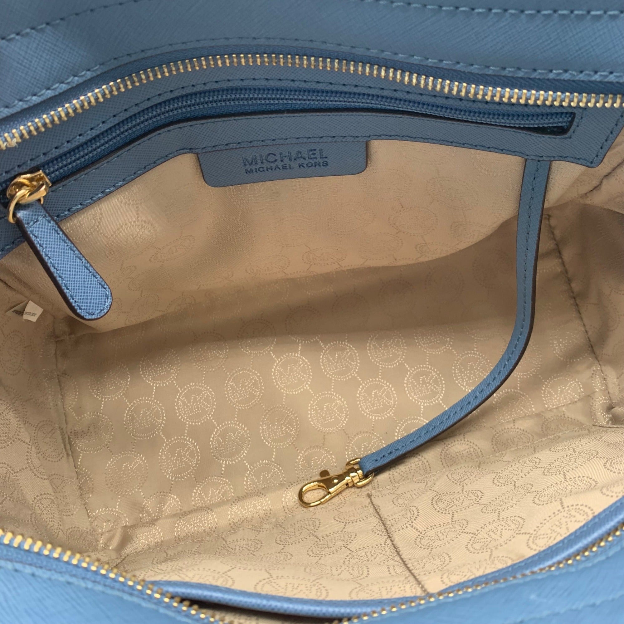 Michael Kors Blue Saffiano Leather Selma Crossbody Satchel