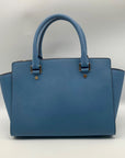 Michael Kors Blue Saffiano Leather Selma Crossbody Satchel