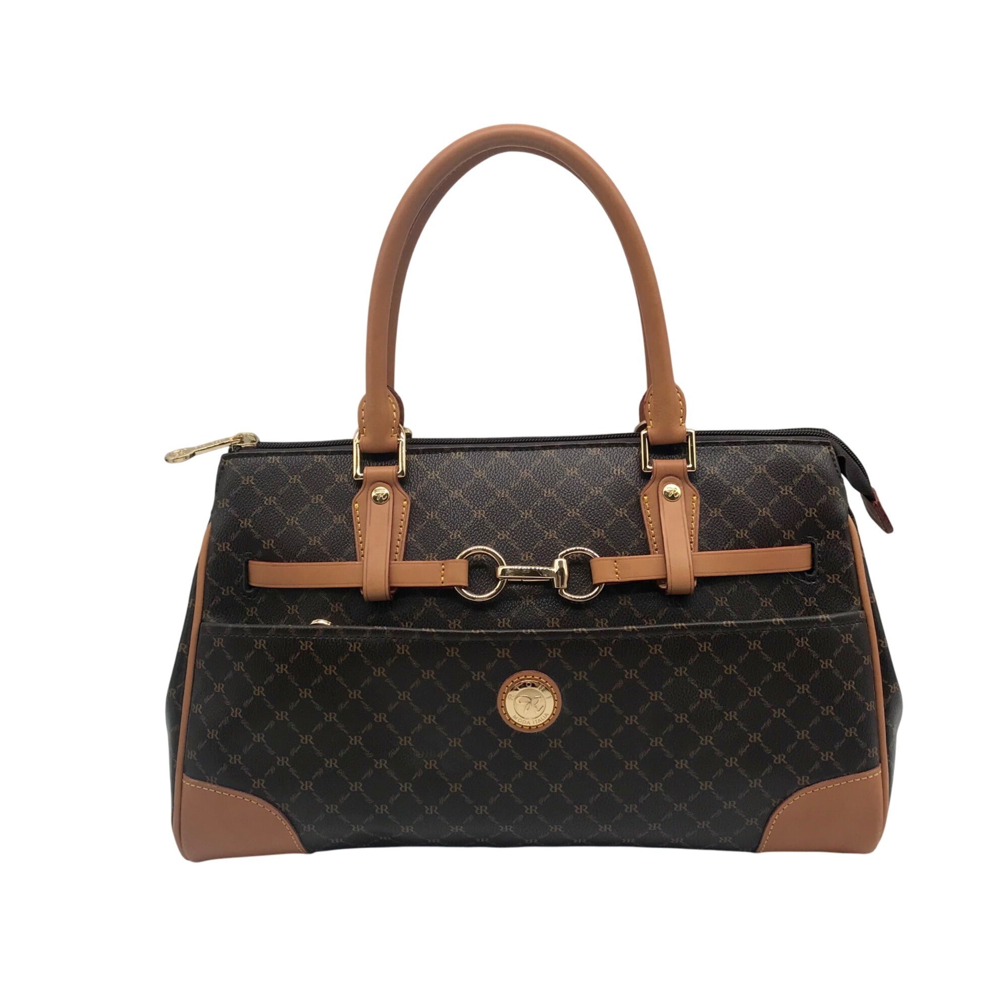Rioni Brown Canvas Princess Convertible Satchel 