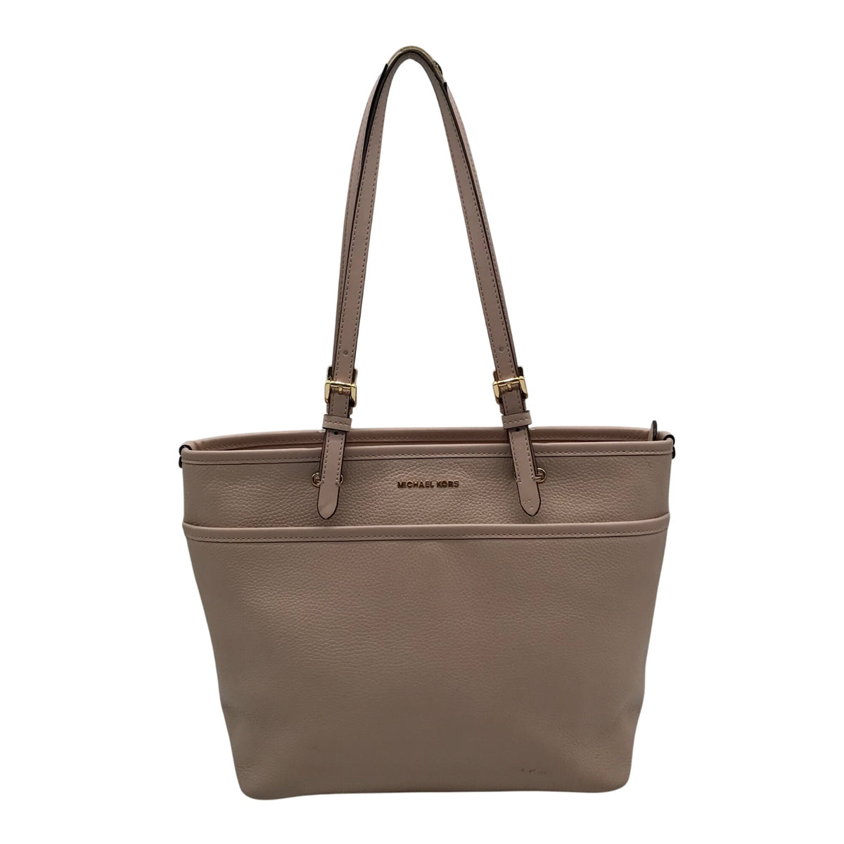 Michael Kors Light Pink Pebbled Leather Winston Top Zip Pocket Tote