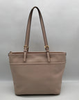 Michael Kors Light Pink Pebbled Leather Winston Top Zip Pocket Tote