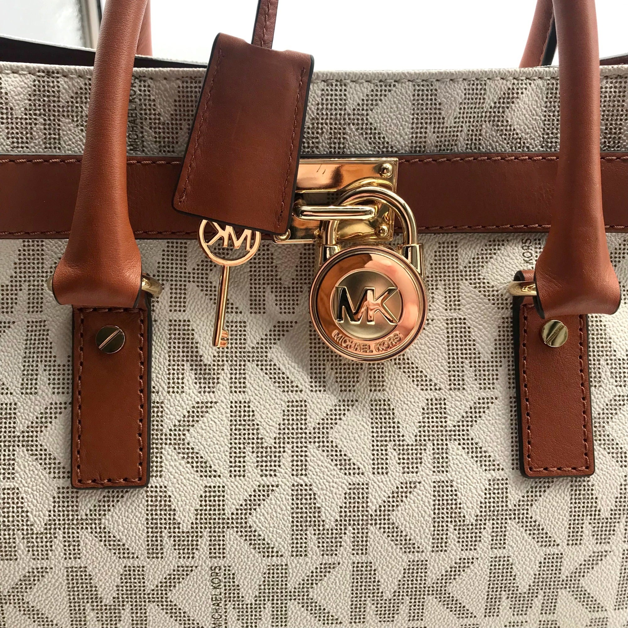 Michael Kors Brown &amp; Vanilla Hamilton Large Tote
