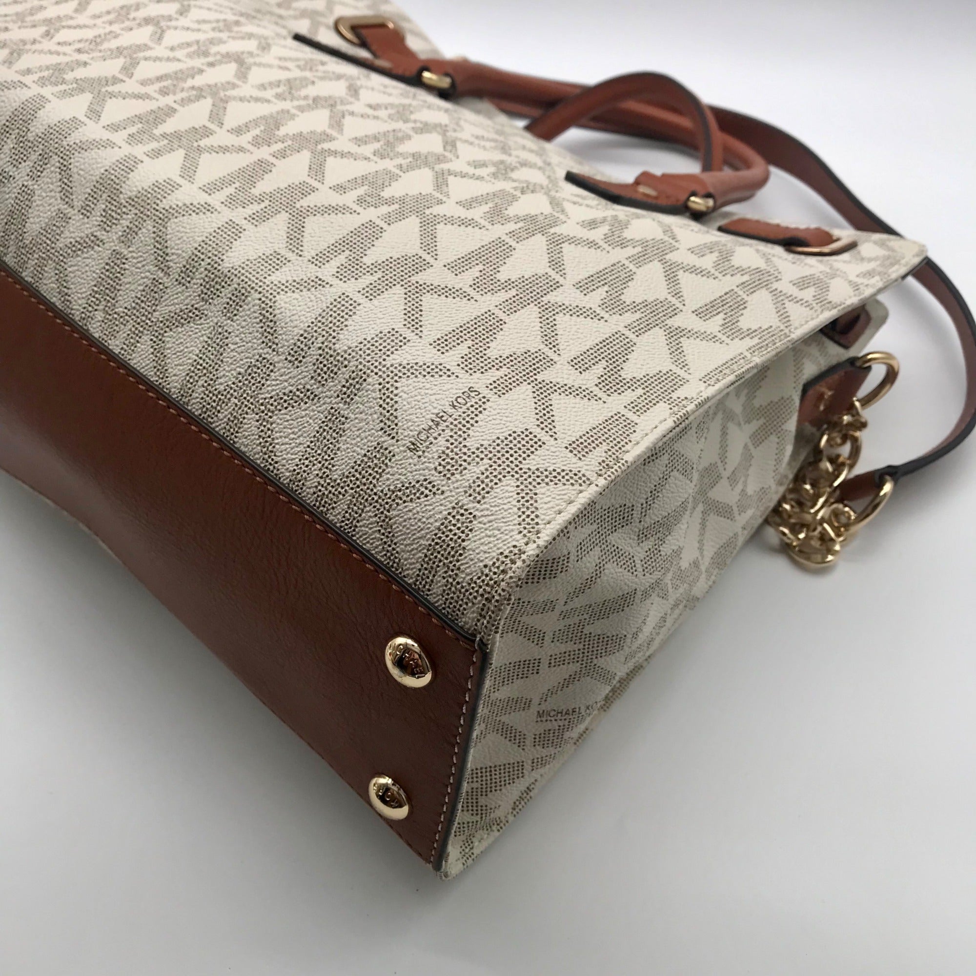 Michael Kors Brown &amp; Vanilla Hamilton Large Tote