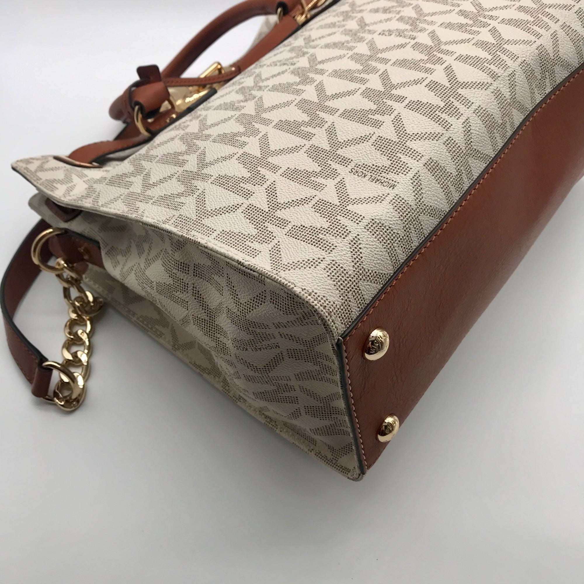 Michael Kors Brown &amp; Vanilla Hamilton Large Tote