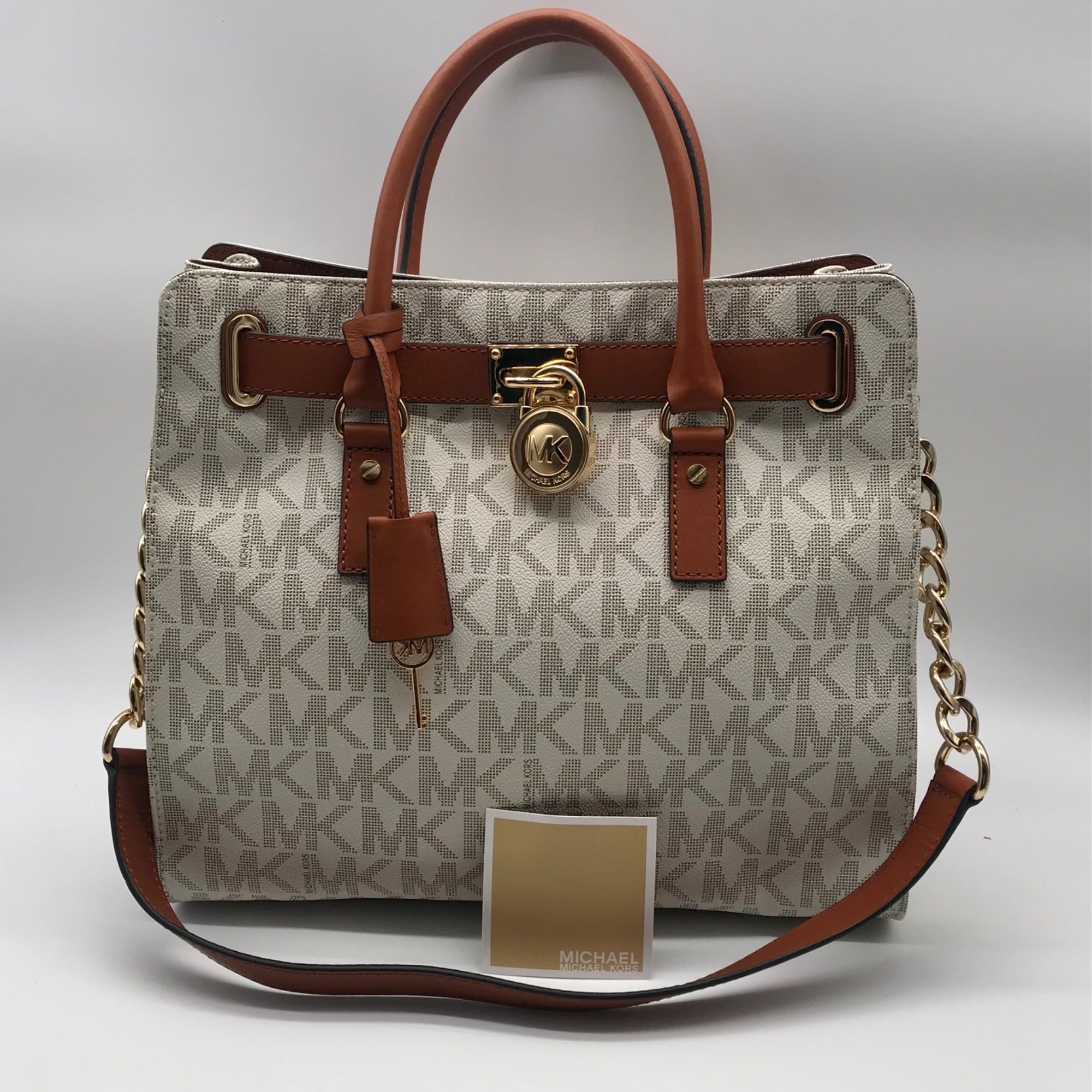 Michael Kors Brown &amp; Vanilla Hamilton Large Tote
