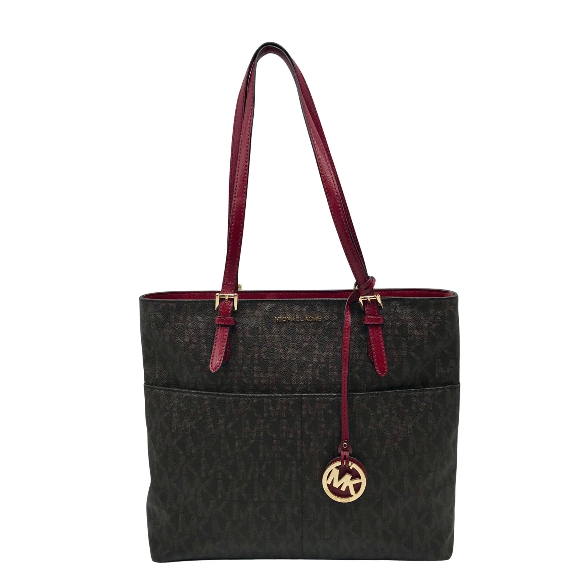 Michael Kors Brown Monogram Coated Canvas Jet Set Shoulder Bag