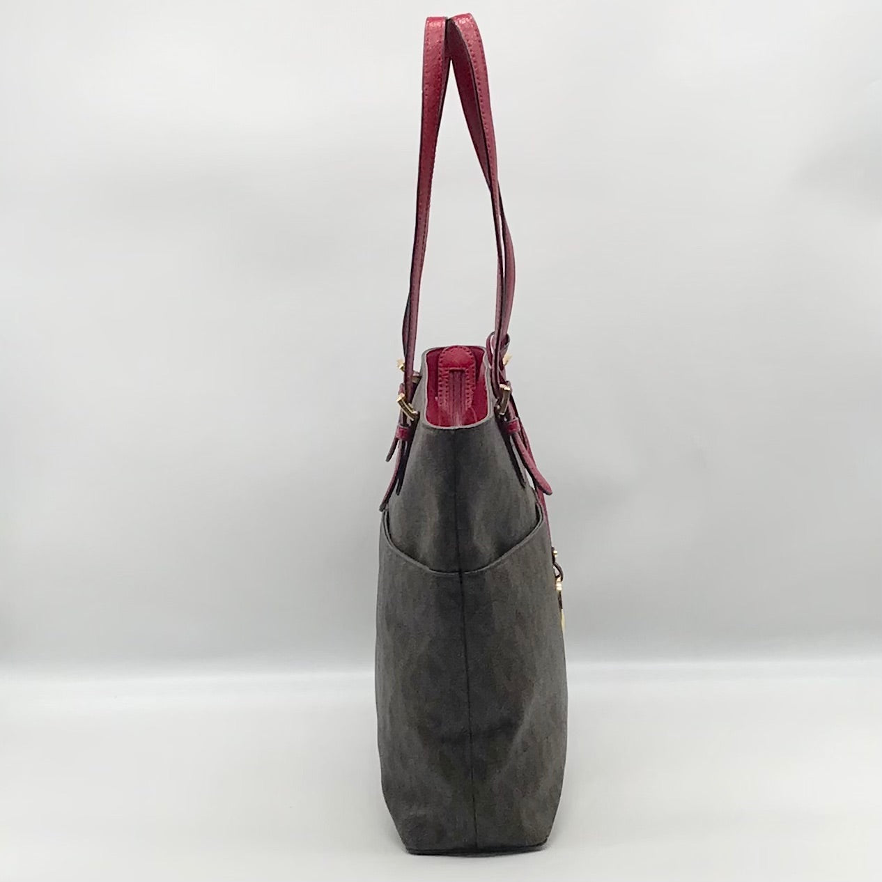 Michael Kors Brown Monogram Coated Canvas Jet Set Shoulder Bag
