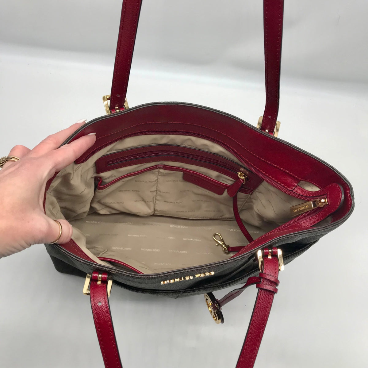 Michael Kors Brown Monogram Coated Canvas Jet Set Shoulder Bag
