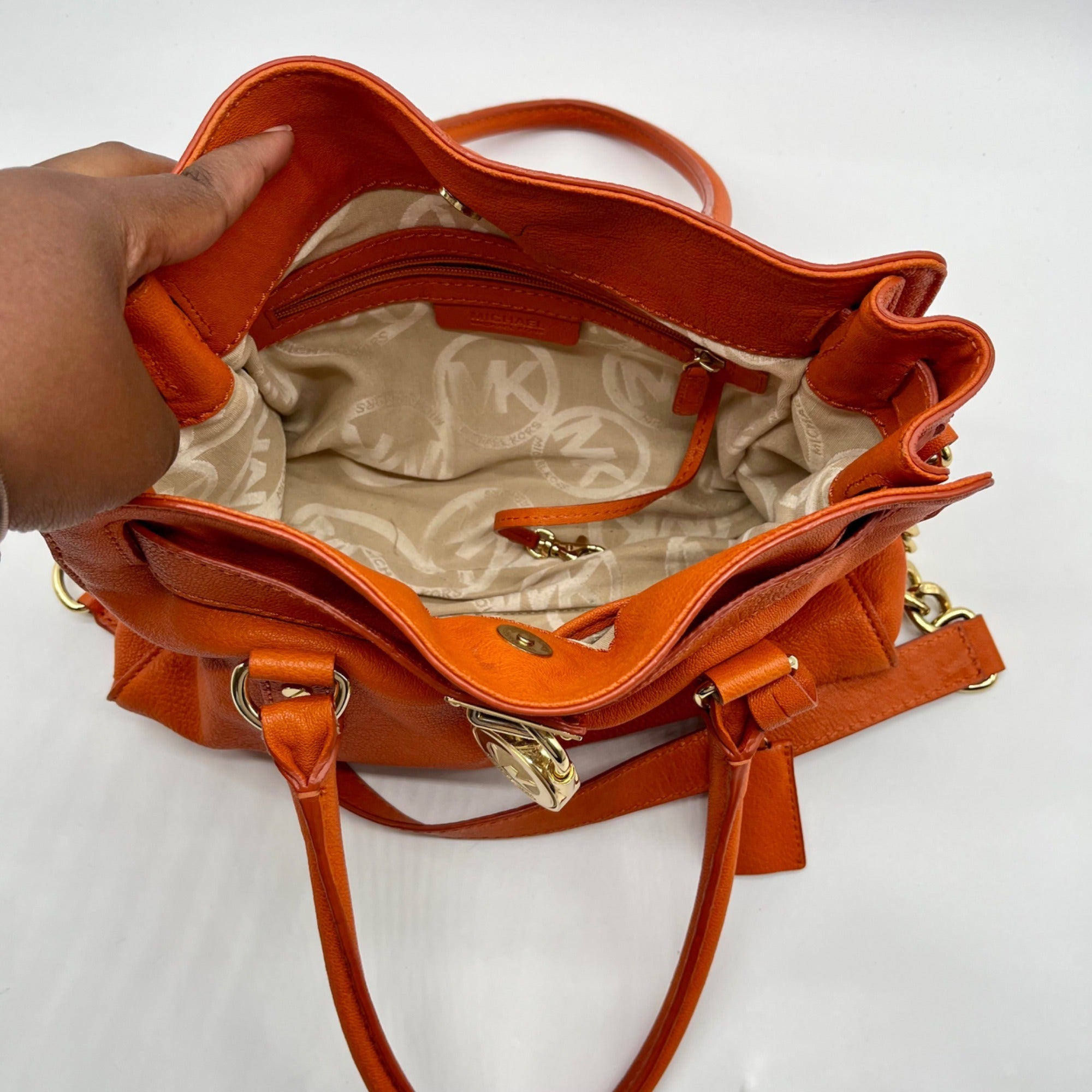 Michael Kors Orange Hamilton Shoulder Bag