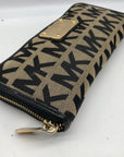 Michael Kors Tan And Black Monogram Canvas Wallet