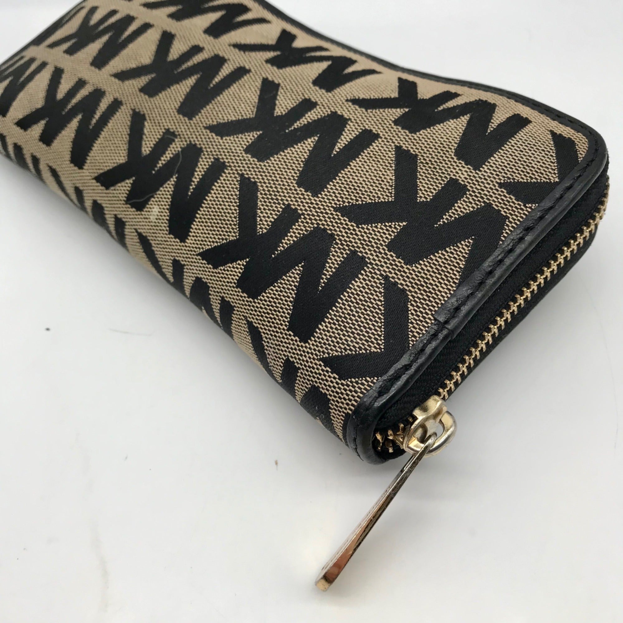 Michael Kors Tan And Black Monogram Canvas Wallet