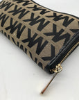 Michael Kors Tan And Black Monogram Canvas Wallet