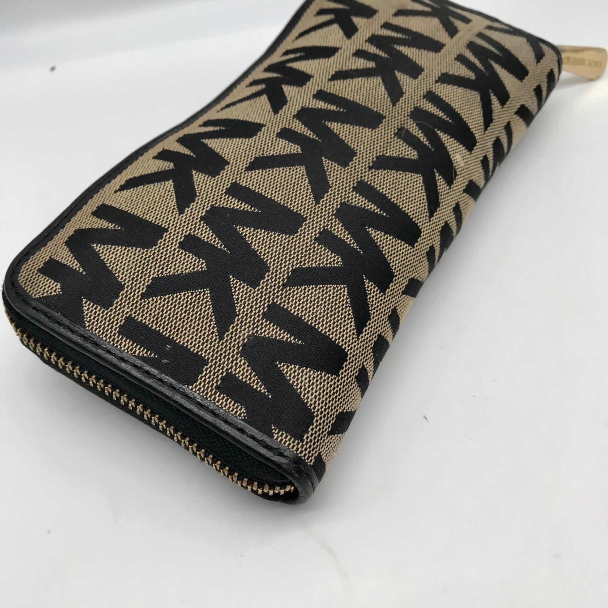 Michael Kors Tan And Black Monogram Canvas Wallet