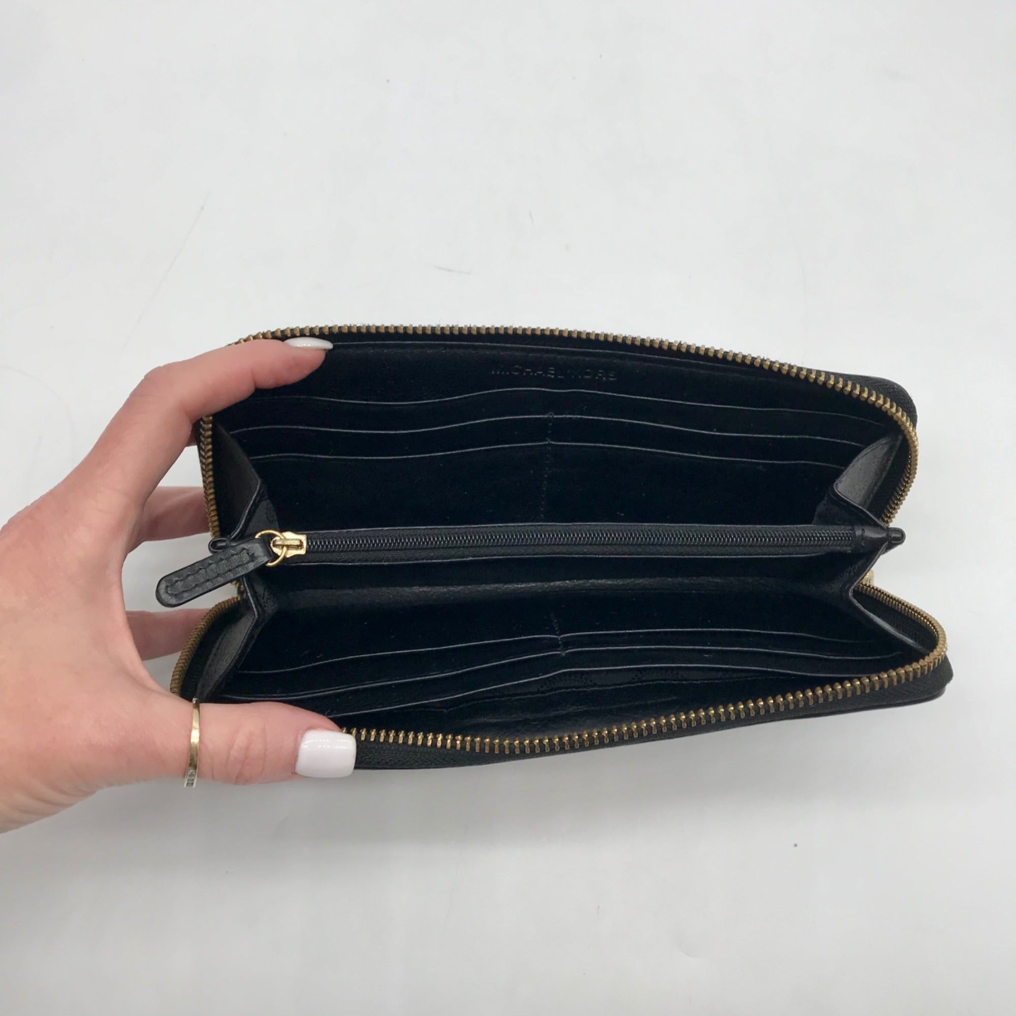 Michael Kors Tan And Black Monogram Canvas Wallet