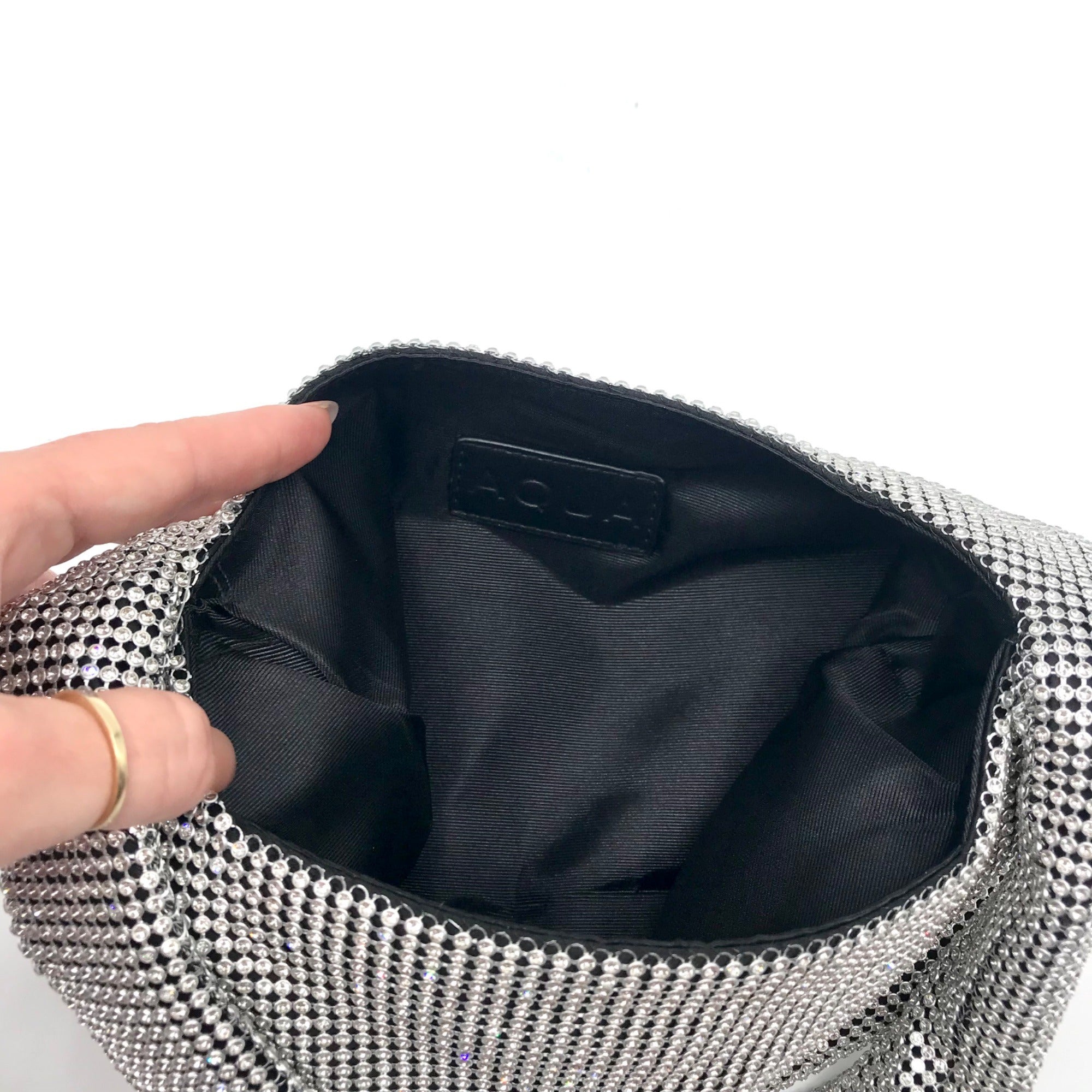 Aqua Maeve Reilly Silver Crystal Shoulder Bag