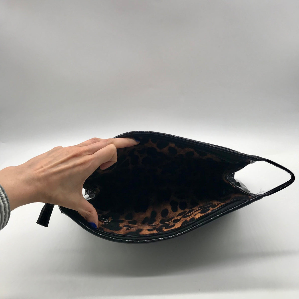 Black &amp; Tan Patent Finish Pouch