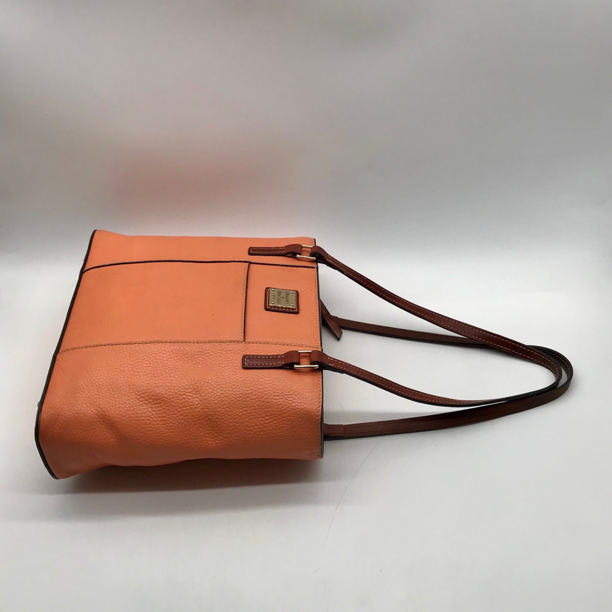 Dooney &amp; Bourke Pale Orange Pebbled Leather Tote Bag