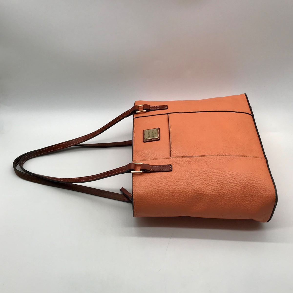 Dooney &amp; Bourke Pale Orange Pebbled Leather Tote Bag