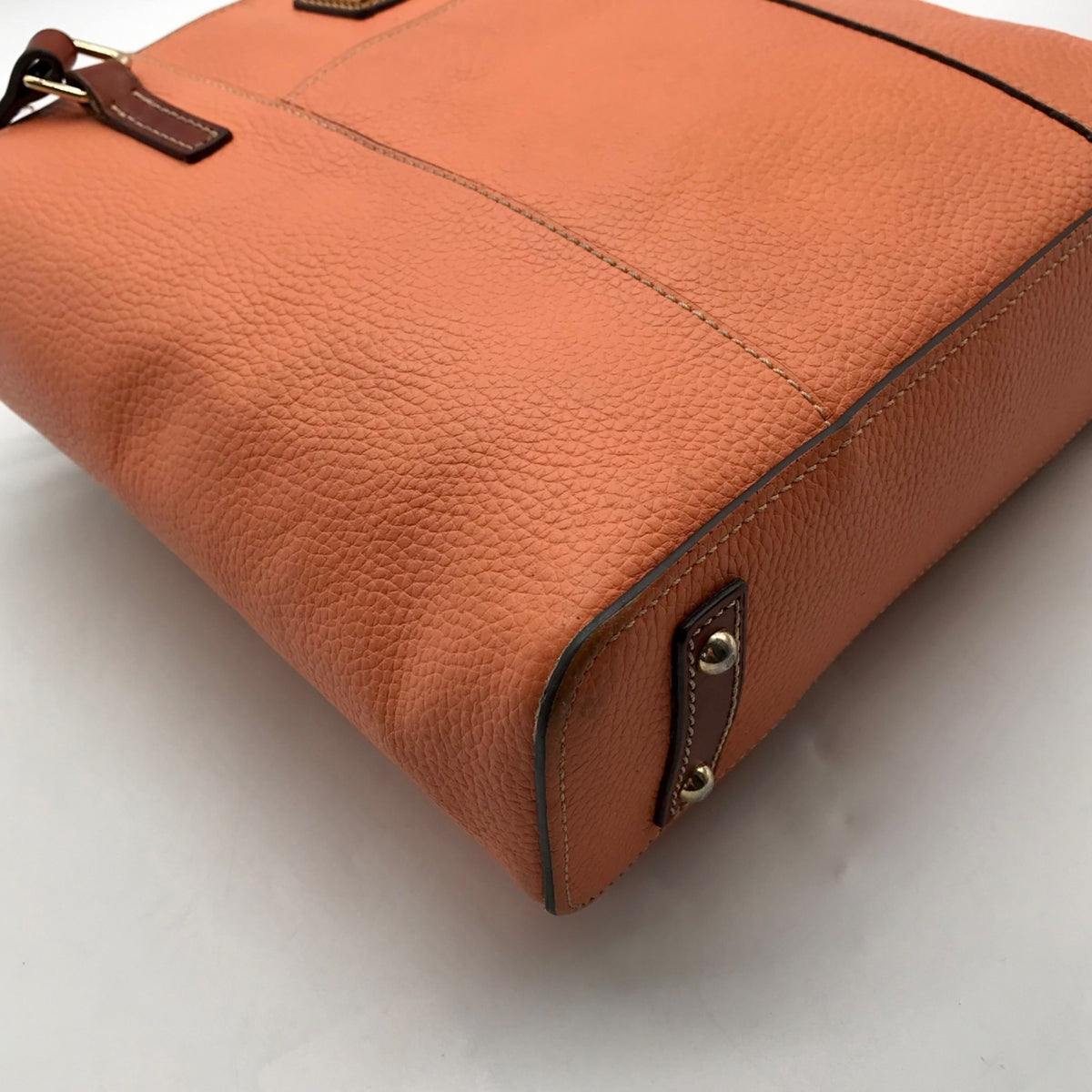 Dooney &amp; Bourke Pale Orange Pebbled Leather Tote Bag