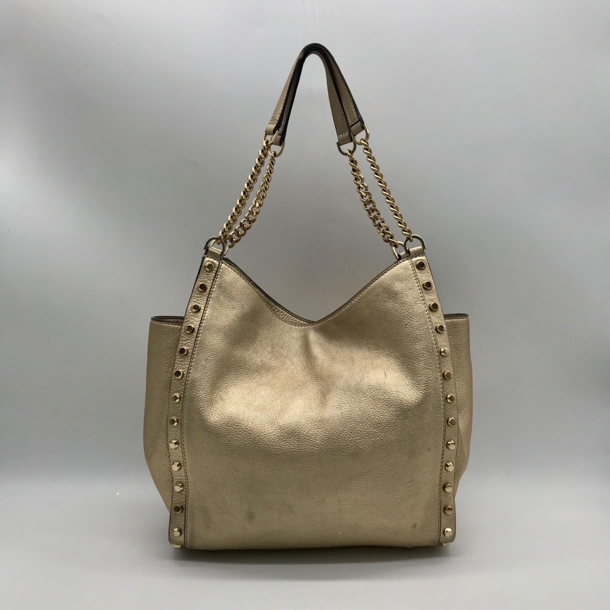 Michael Kors Gold Studded Newbury Medium Chain Shoulder Bag