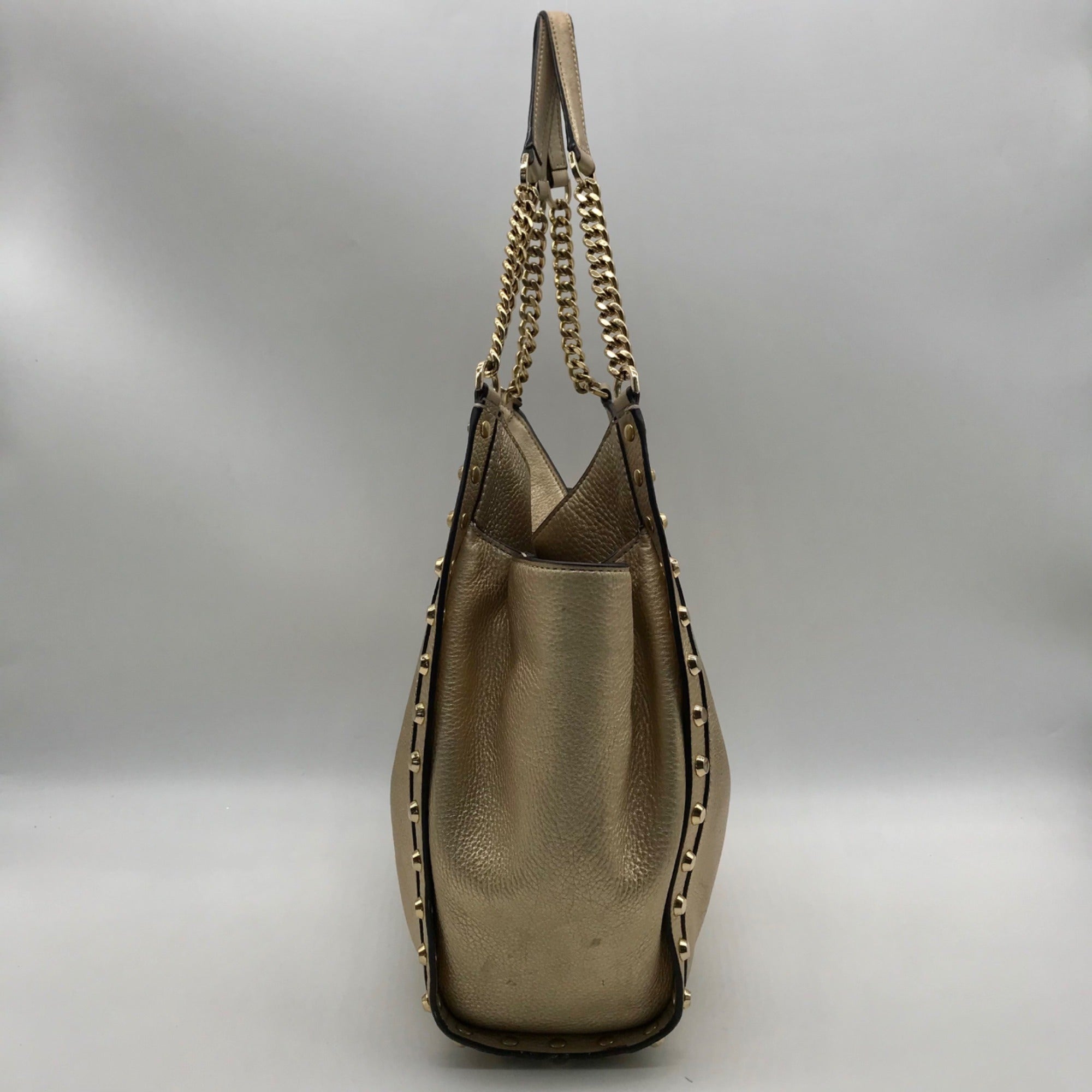 Michael Kors Gold Studded Newbury Medium Chain Shoulder Bag