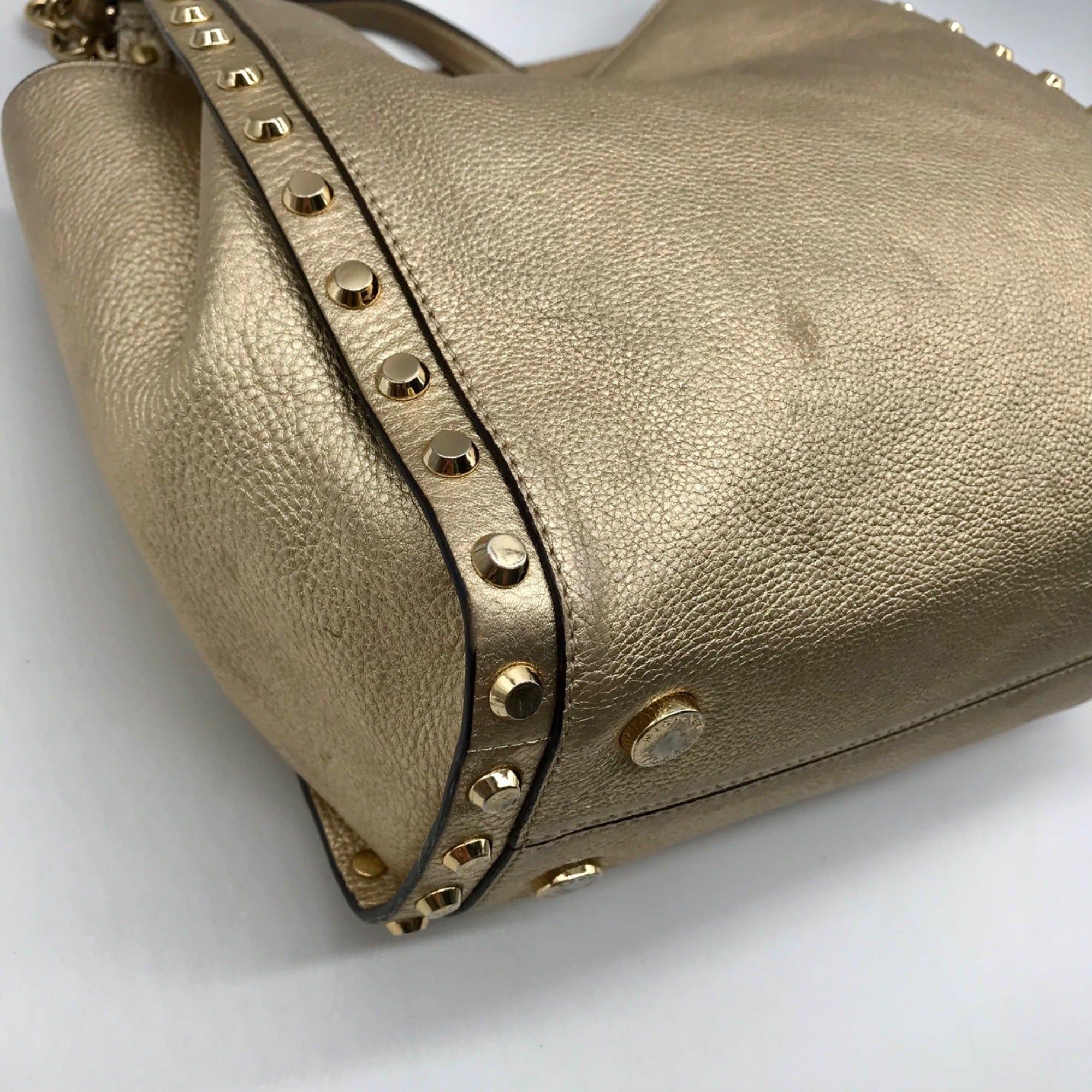 Michael Kors Gold Studded Newbury Medium Chain Shoulder Bag