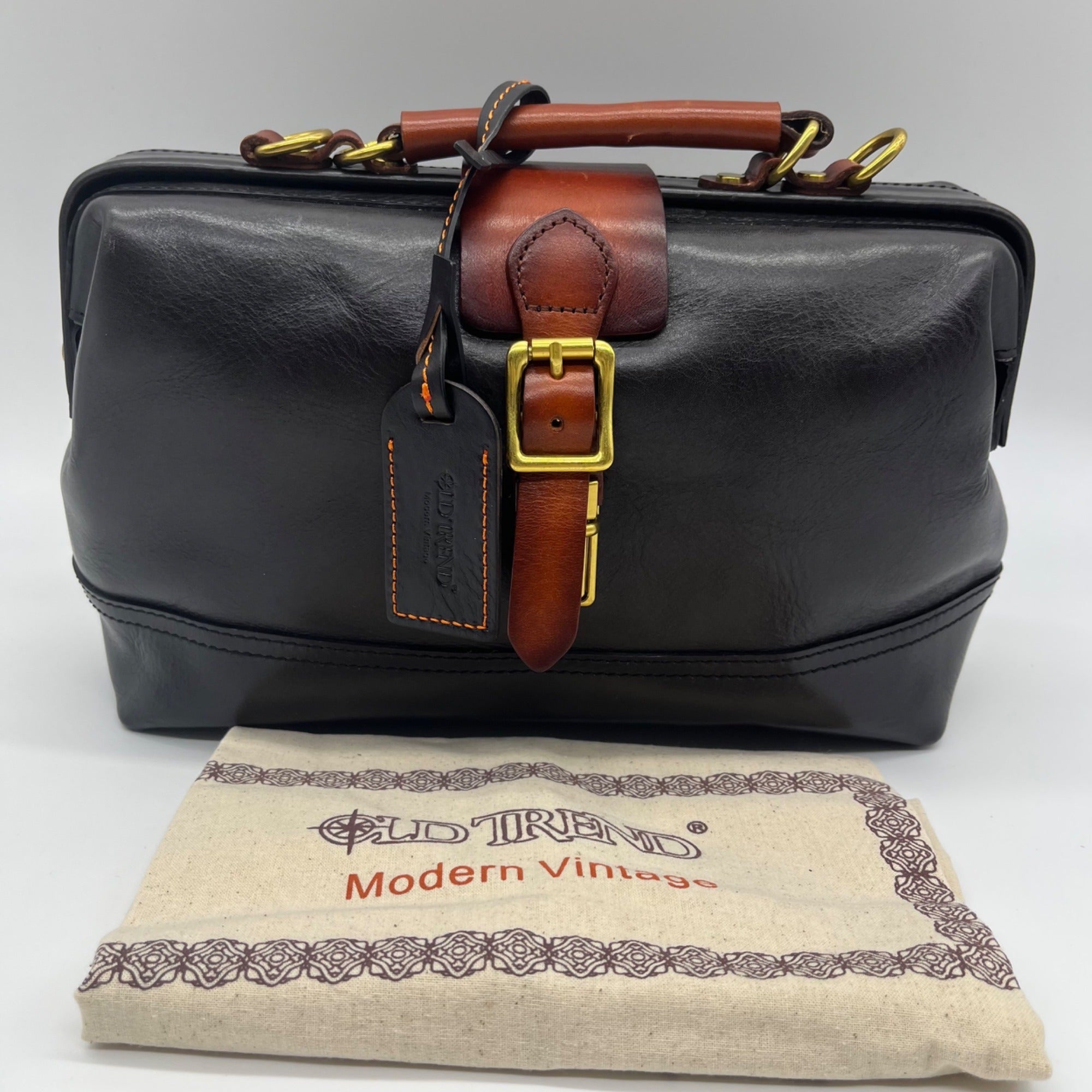 Old Trend Genuine Leather Black Doctor Satchel Bag