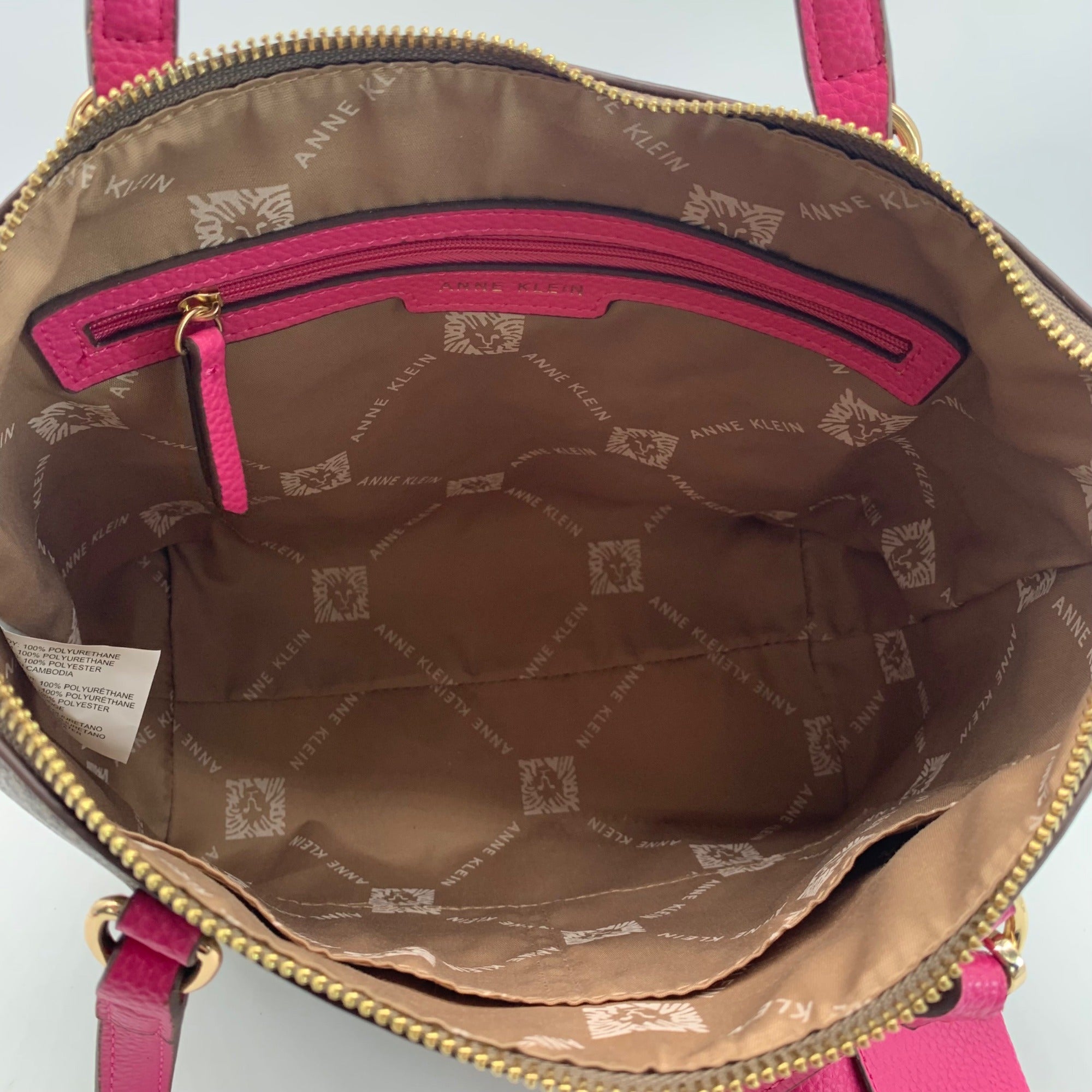 Anne Klein Alex Varsity Tan and Pink Tote Bag