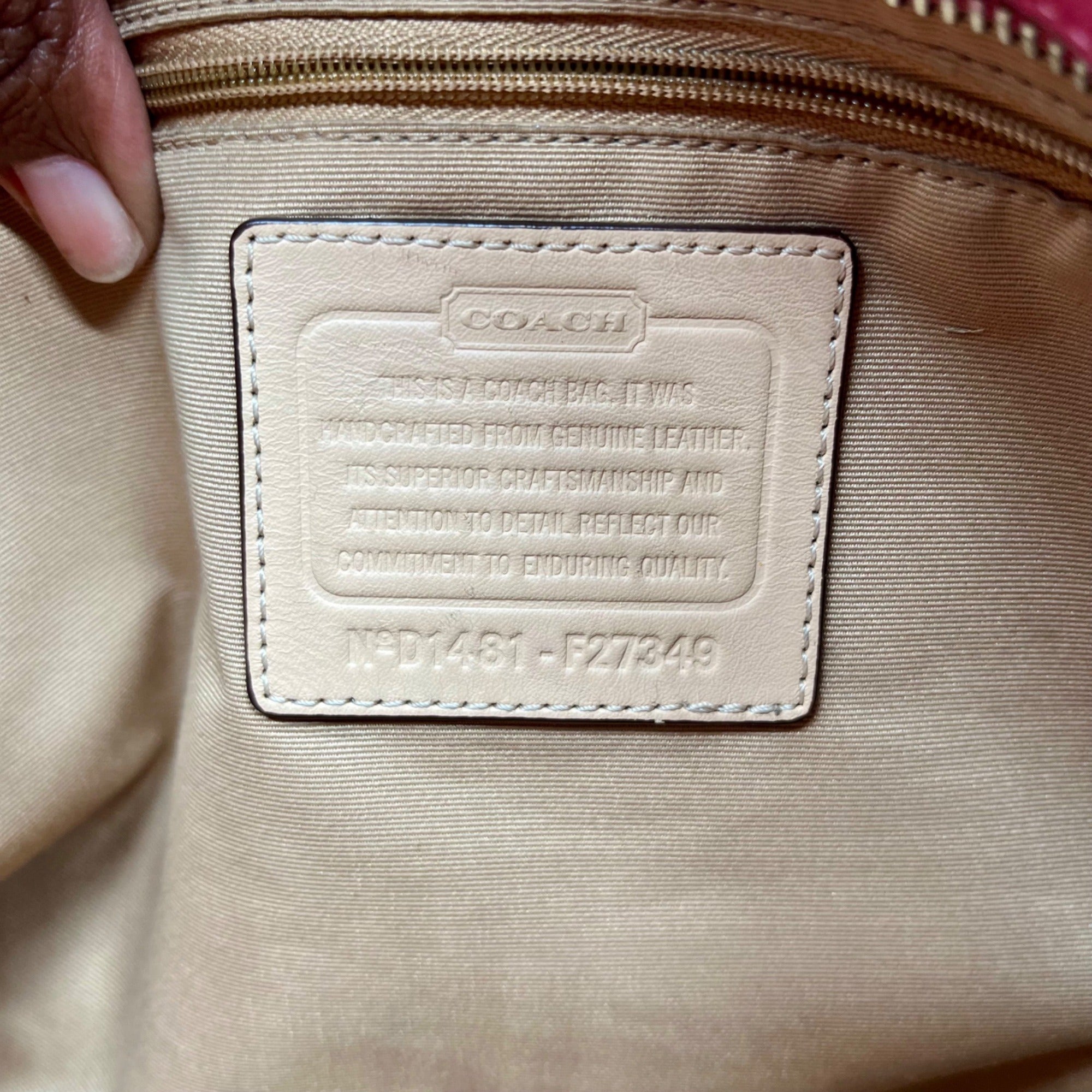 Coach Pink Saffiano Leather Zip Top Tote Bag F27349
