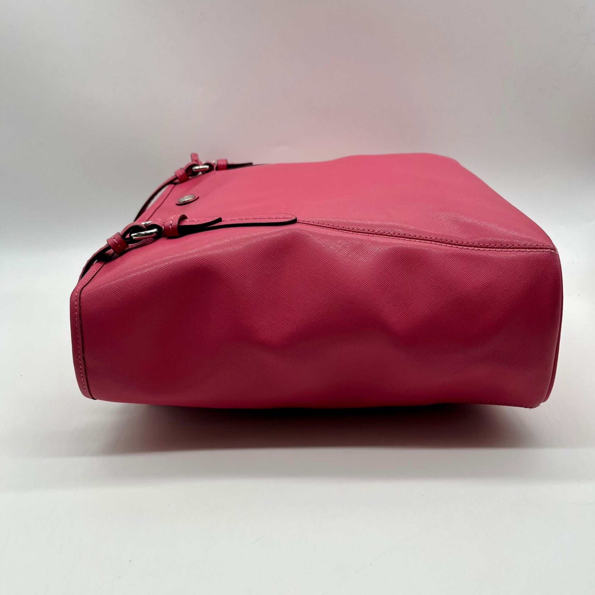 Coach Pink Saffiano Leather Zip Top Tote Bag F27349