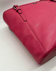 Coach Pink Saffiano Leather Zip Top Tote Bag F27349