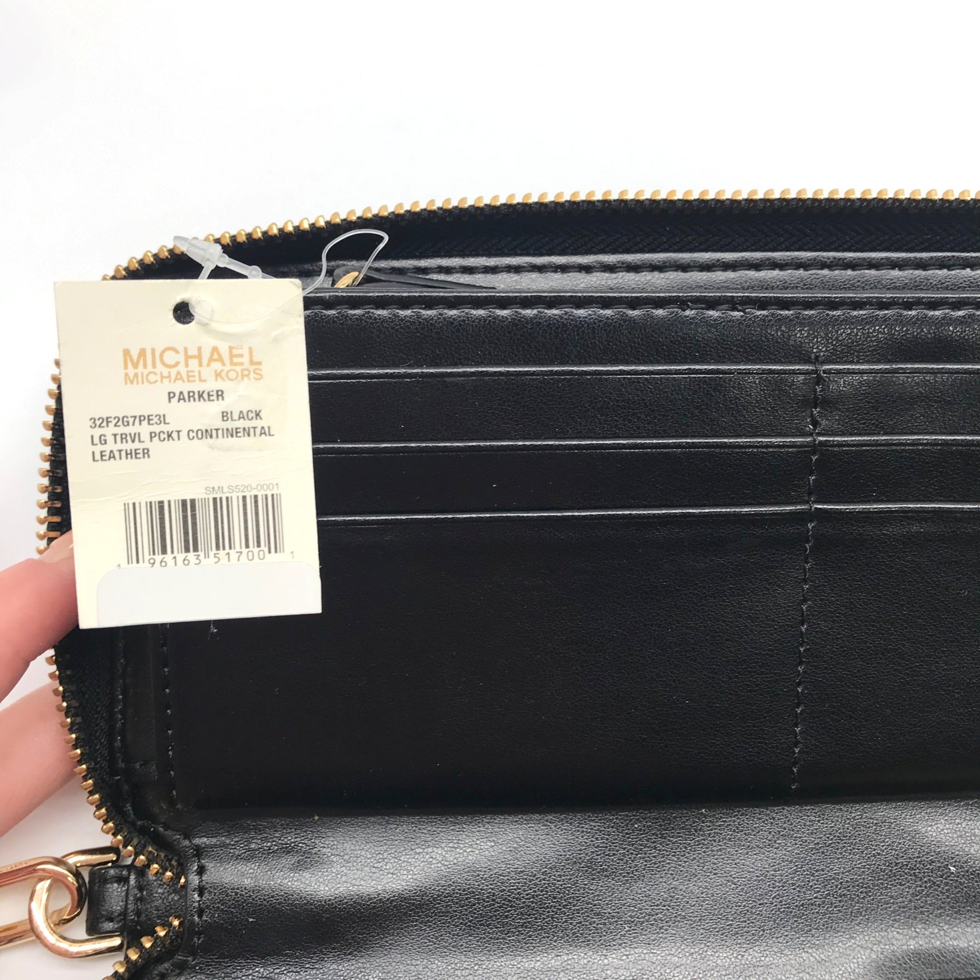 Michael Kors Black Leather Parker Large Travel Continental Wallet