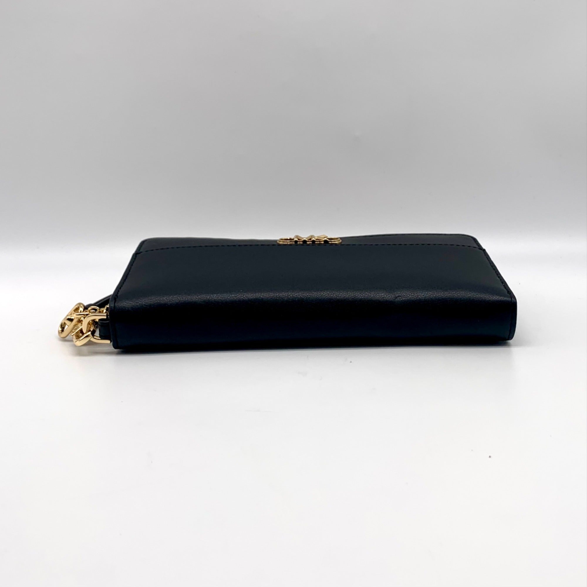 Michael Kors Black Leather Parker Large Travel Continental Wallet